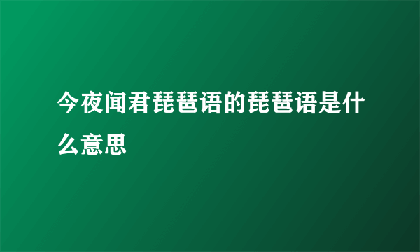 今夜闻君琵琶语的琵琶语是什么意思