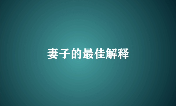 妻子的最佳解释