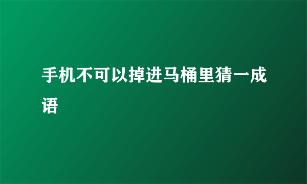 手机不可以掉进马桶里猜一成语