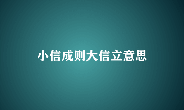 小信成则大信立意思