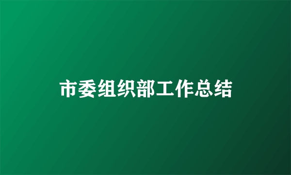 市委组织部工作总结