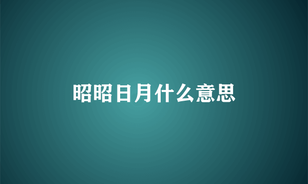 昭昭日月什么意思