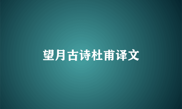 望月古诗杜甫译文