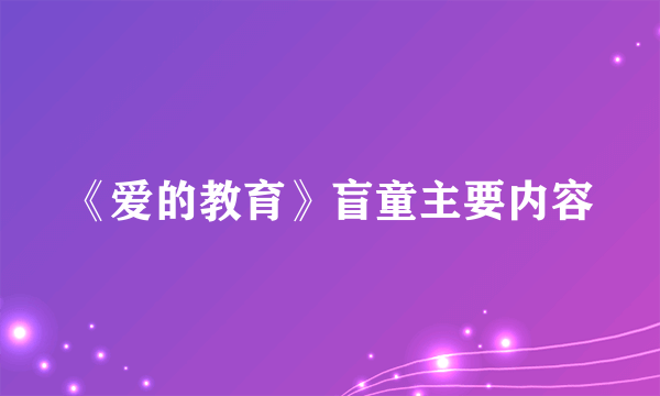 《爱的教育》盲童主要内容
