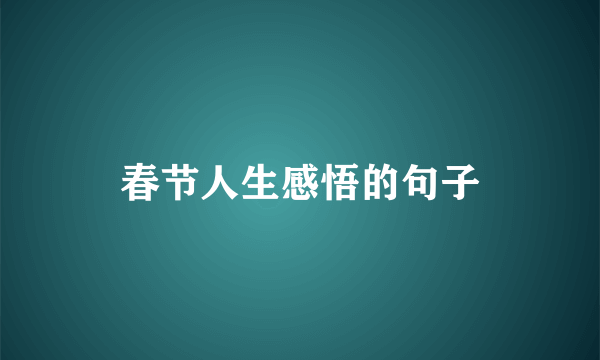 春节人生感悟的句子