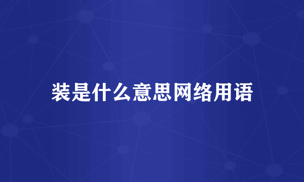 装是什么意思网络用语