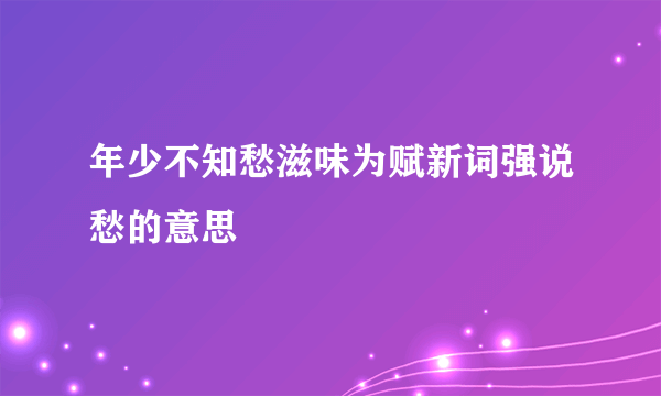 年少不知愁滋味为赋新词强说愁的意思