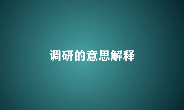 调研的意思解释