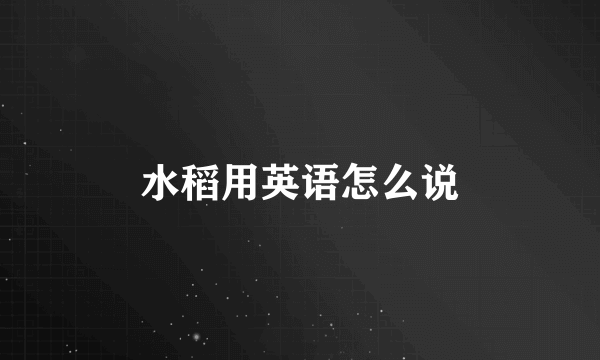 水稻用英语怎么说