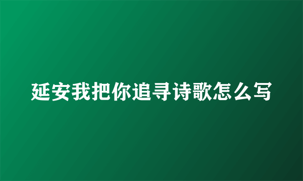 延安我把你追寻诗歌怎么写