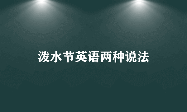 泼水节英语两种说法