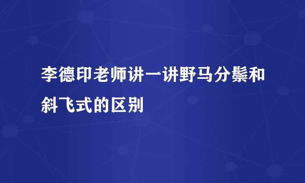 李德印老师讲一讲野马分鬃和斜飞式的区别