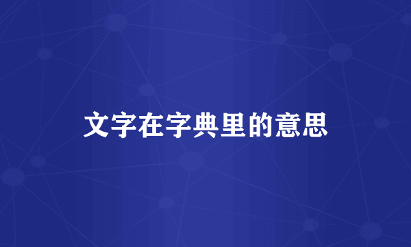 文字在字典里的意思