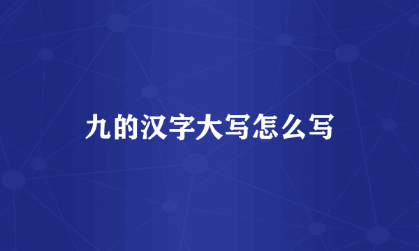 九的汉字大写怎么写