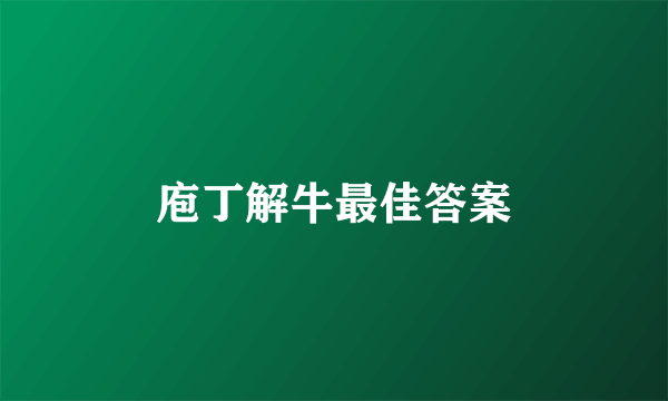 庖丁解牛最佳答案