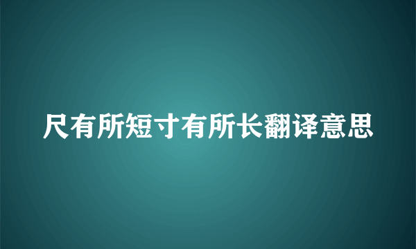 尺有所短寸有所长翻译意思