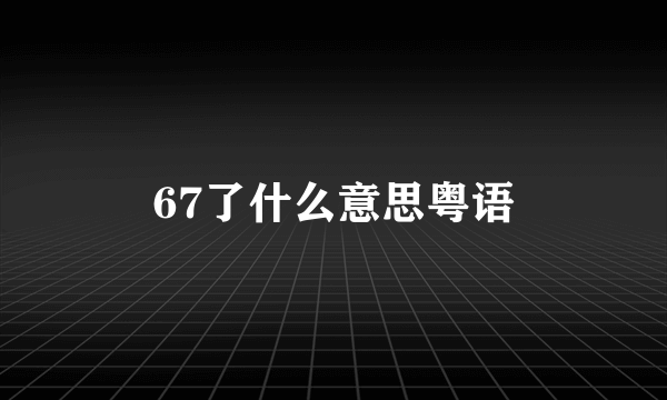 67了什么意思粤语