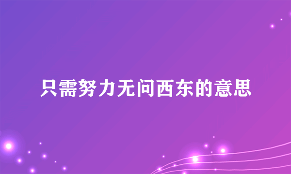 只需努力无问西东的意思