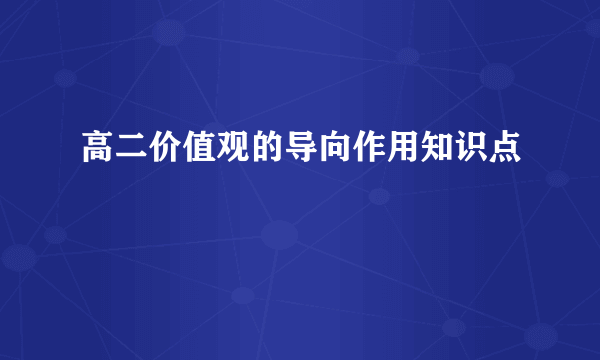 高二价值观的导向作用知识点