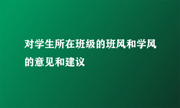 对学生所在班级的班风和学风的意见和建议