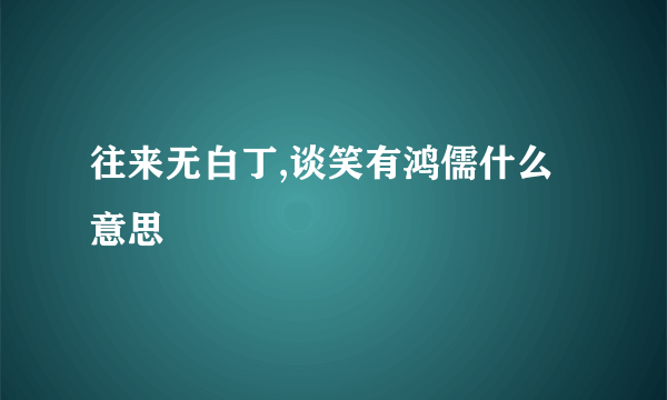 往来无白丁,谈笑有鸿儒什么意思