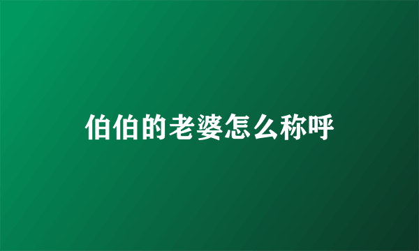 伯伯的老婆怎么称呼