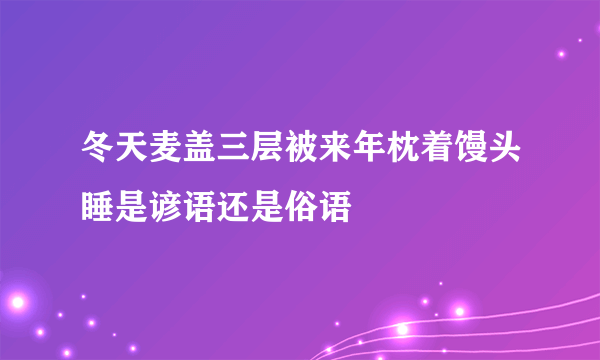 冬天麦盖三层被来年枕着馒头睡是谚语还是俗语