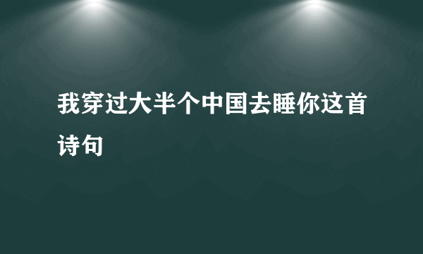 我穿过大半个中国去睡你这首诗句