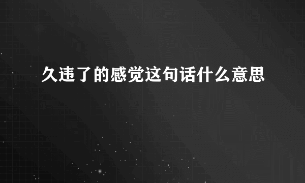 久违了的感觉这句话什么意思