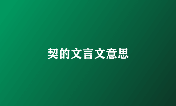 契的文言文意思