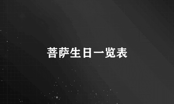 菩萨生日一览表