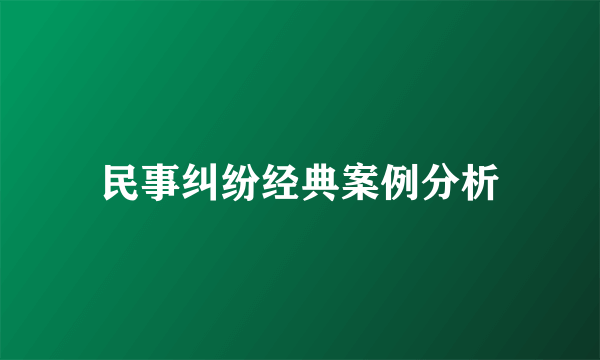 民事纠纷经典案例分析