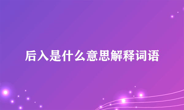 后入是什么意思解释词语