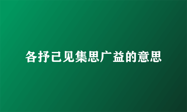 各抒己见集思广益的意思