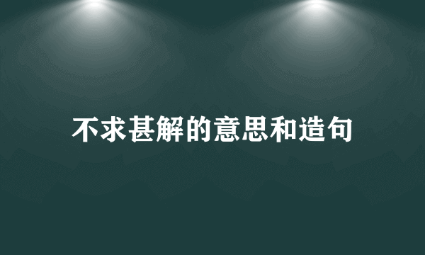 不求甚解的意思和造句