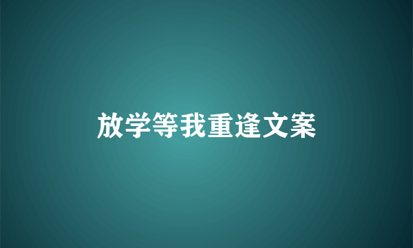 放学等我重逢文案
