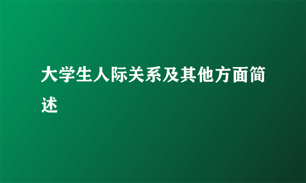 大学生人际关系及其他方面简述
