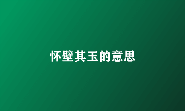 怀壁其玉的意思