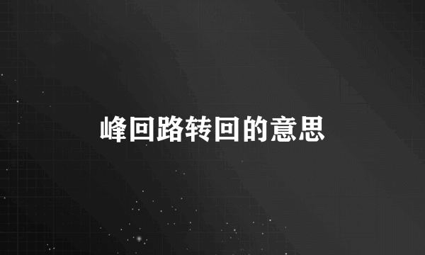峰回路转回的意思