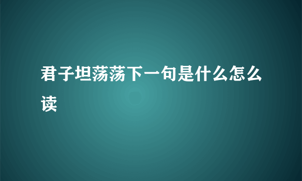 君子坦荡荡下一句是什么怎么读