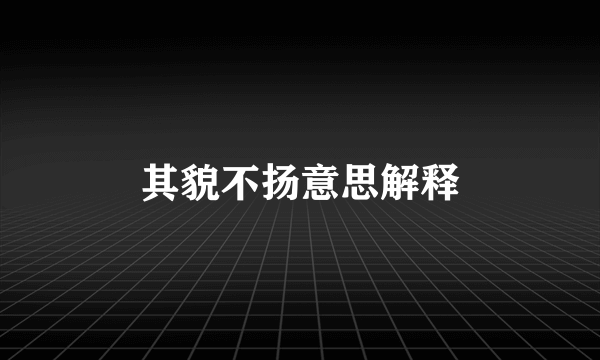 其貌不扬意思解释