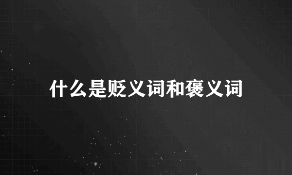 什么是贬义词和褒义词