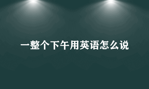 一整个下午用英语怎么说