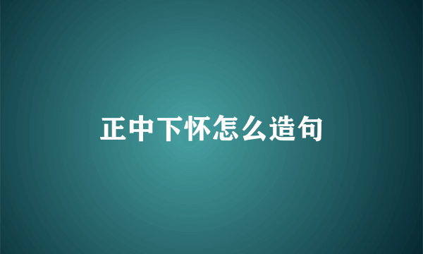 正中下怀怎么造句