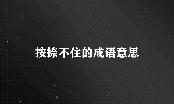 按捺不住的成语意思