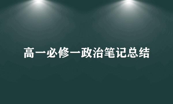 高一必修一政治笔记总结