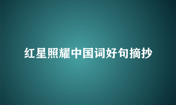 红星照耀中国词好句摘抄