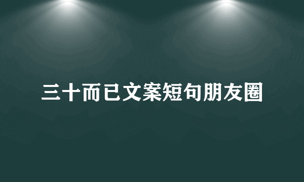 三十而已文案短句朋友圈