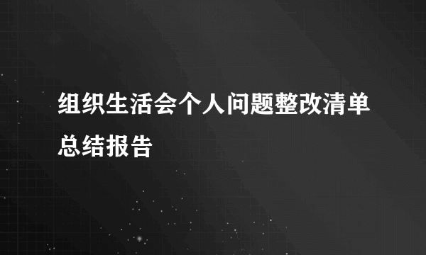 组织生活会个人问题整改清单总结报告