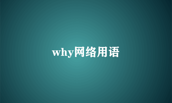 why网络用语
